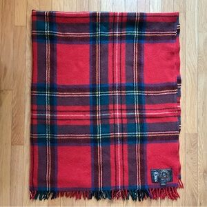 VTG Glenfiddich Red Christmas Plaid Fringed Wool Throw Blanket Approx 52 x 63